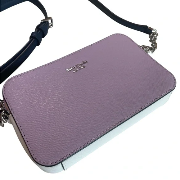 Kate Spade NY Leather Camron Double Zip Small Crossbody Bag in Lavender Mist - Picture 5 of 14